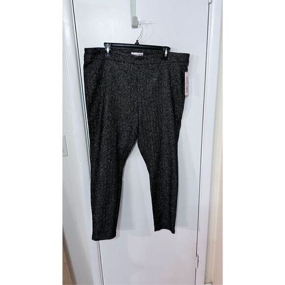 NANETTE LEPORE WOMEN PANT LEGGINGS BLACK SILVER SPECKLE SZ XL NEW - Picture 1 of 11
